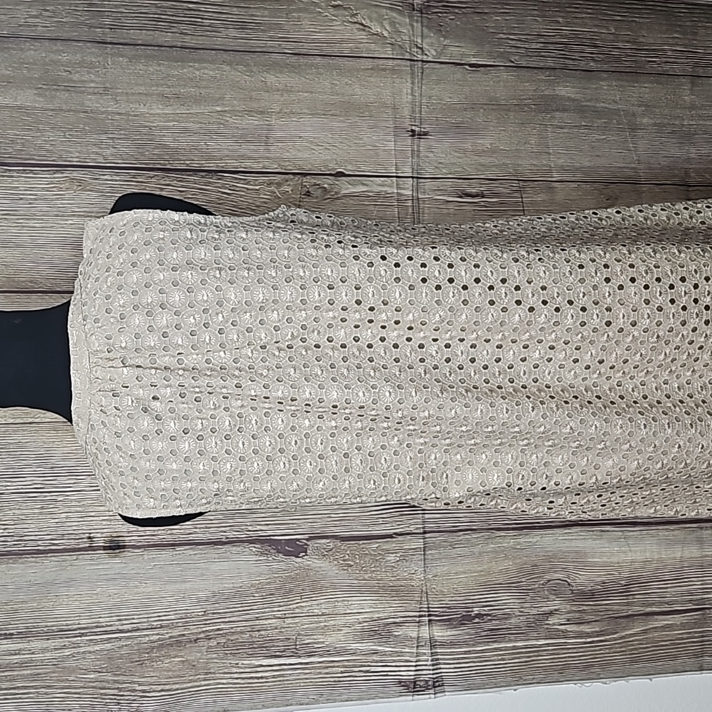 Michael Kors Neutral Shimmer Gold Eyelet Dress Sz 10 - Picture 8 of 11